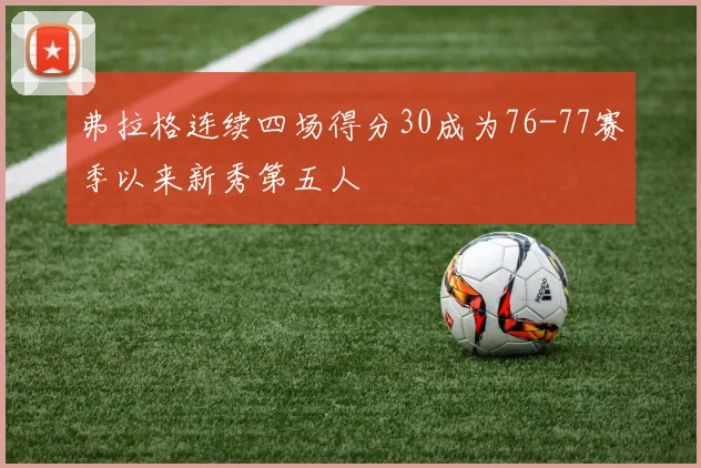 弗拉格连续四场得分30成为76-77赛季以来新秀第五人
